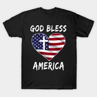 God Bless American Flag Heart T-Shirt